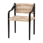 bali & pari Onda Handwoven Seagrass Dining Chair - Natural Fiber Wicker Armchair with Mahogany Wood Frame for Dining Room or Living Space